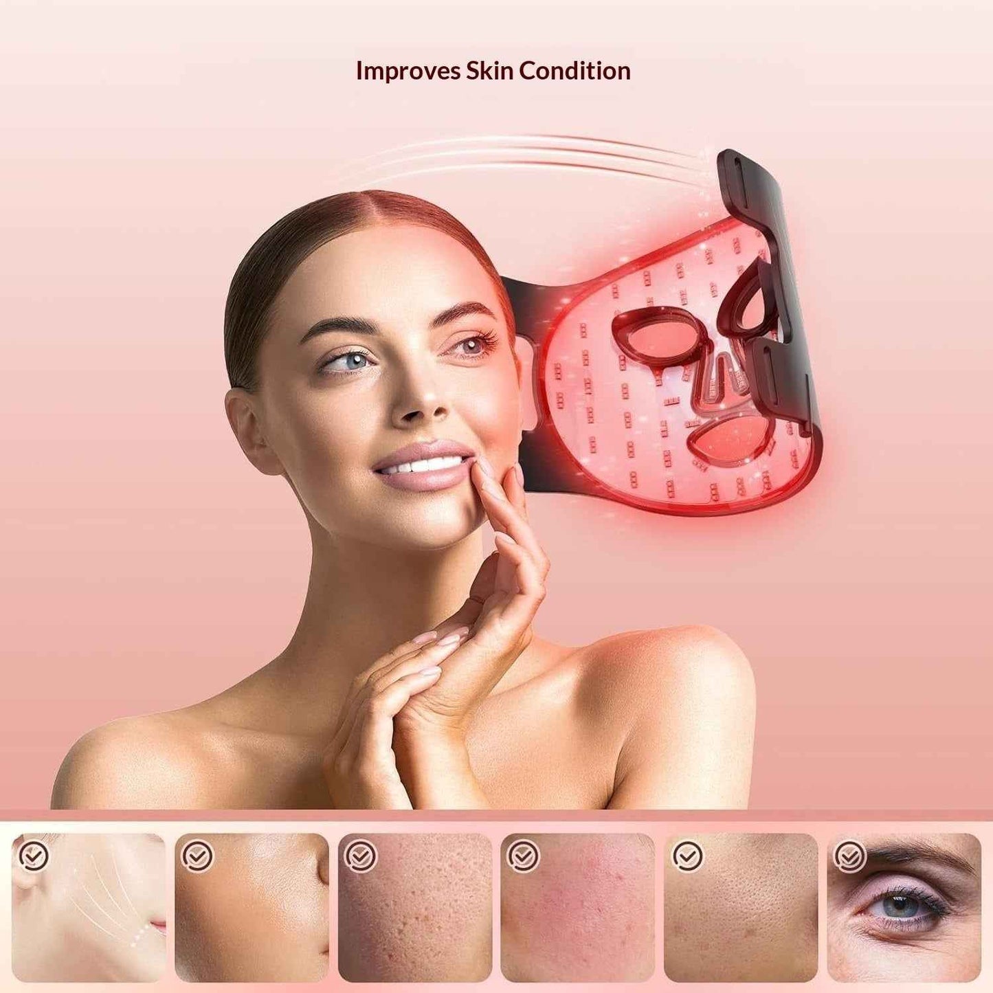 Household Silicone Red-light LED Photon Facial Beauty Mask for Radiant Skin