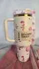 **Stanley Quencher H2.0 FlowState Tumbler Pink Floral 40 oz | Vacuum Insulated Stainless Steel Travel Cup with Handle & Reusable Straw**