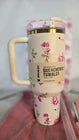 **Stanley Quencher H2.0 FlowState Tumbler Pink Floral 40 oz | Vacuum Insulated Stainless Steel Travel Cup with Handle & Reusable Straw**