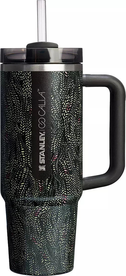 **Stanley x CALIA Quencher H2.0 FlowState Tumbler Black Serpent 30 oz | Vacuum Insulated Stainless Steel Travel Cup with Handle & Reusable Straw (41604424113)**